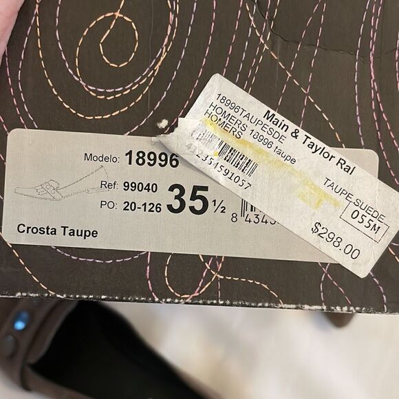 HOMERS TAUPE SUEDE KILTY AND STUD DETAIL FLATS. NEW. - Picture 8 of 8